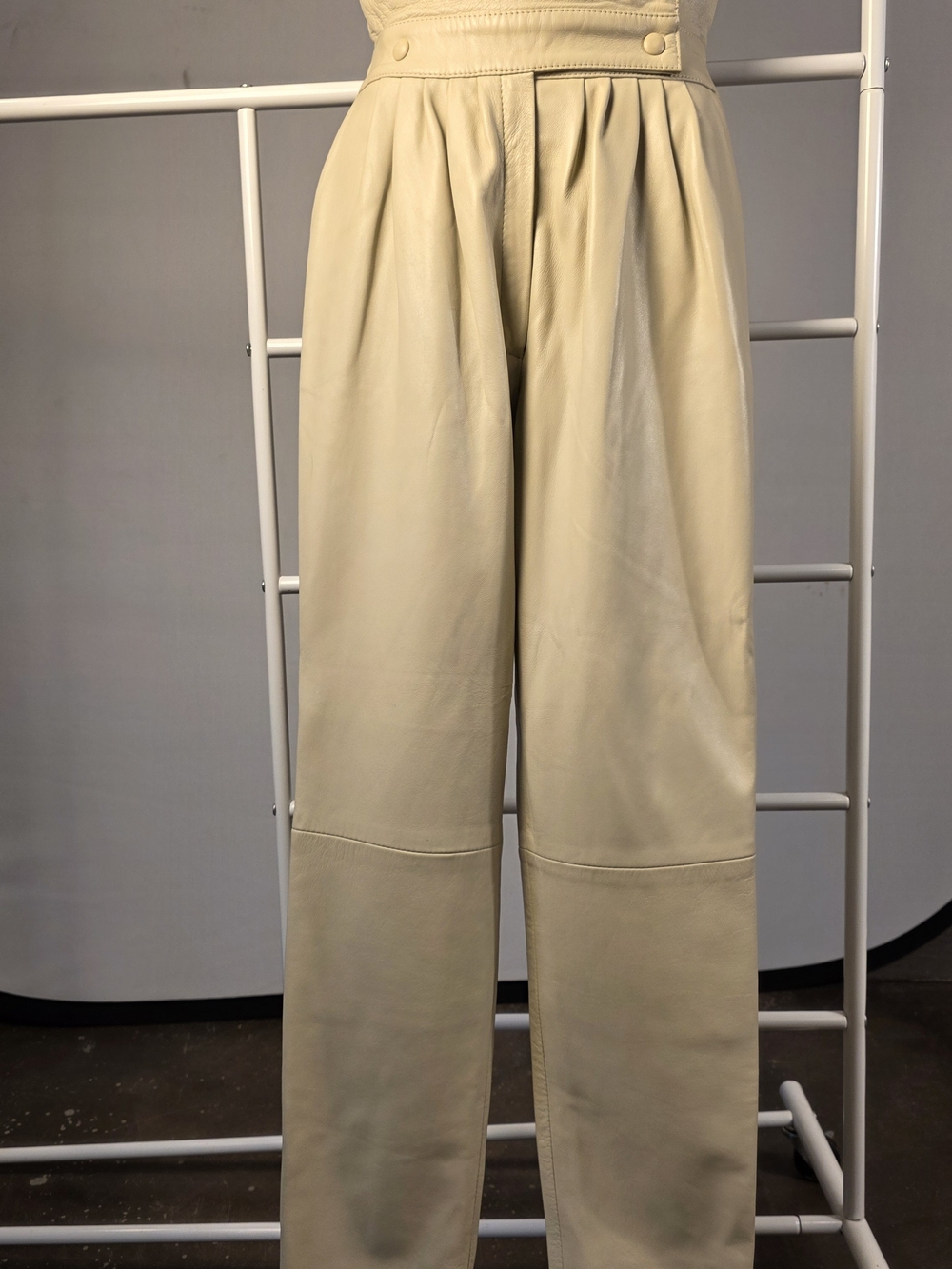 Vintage Renard Paris Genuine Leather Pants Made in France Ivory Cream